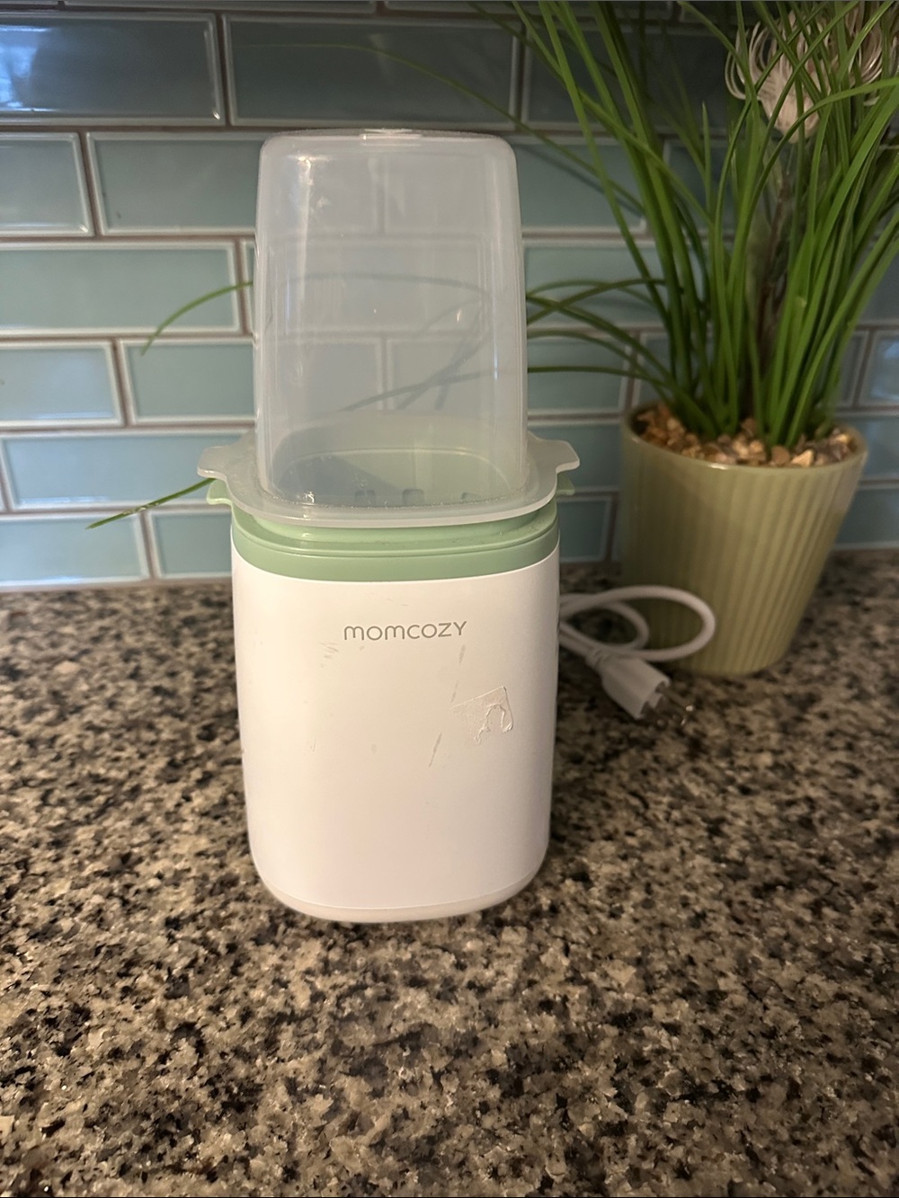 Momcozy Baby Bottle Warmer - White with Mint Accent